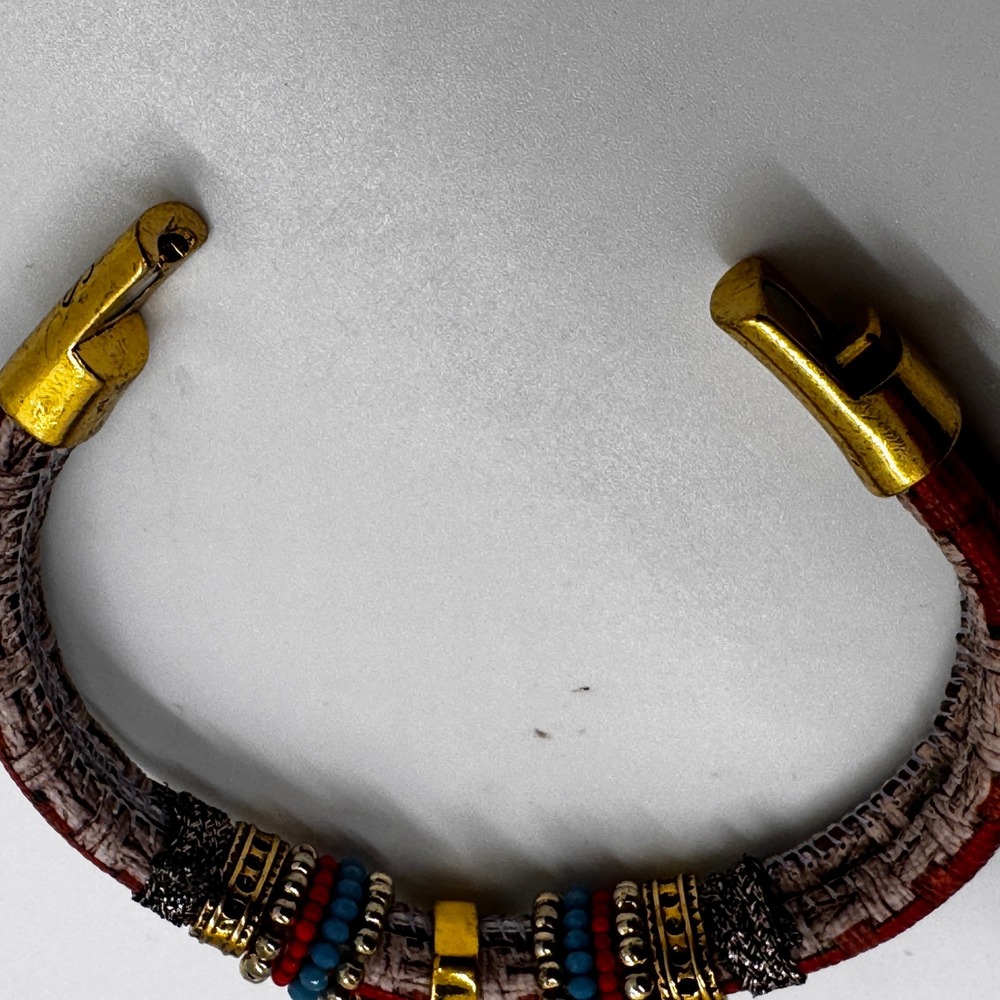 Laura Janelle Magnetic Wrap Bracelet Boho Multi Strand Beaded Purple Cabochon - Picture 5 of 7